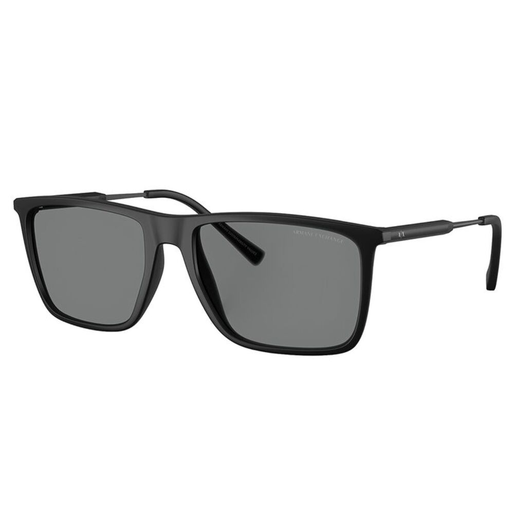 Armani Exchange AX 4160S 807887 Matte Black Plastic Square Sunglasses Grey Lens
